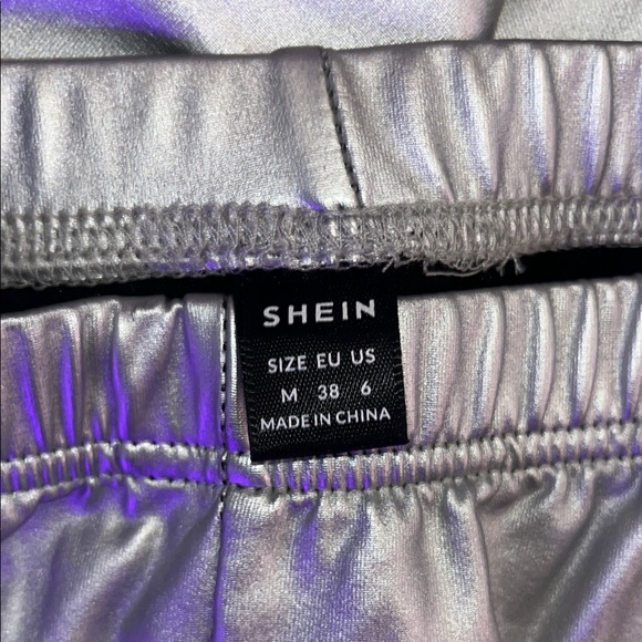 Womans 2 Black and  1 Silver faux leather leggings, stretch, elastic, long pants - Picture 5 of 7